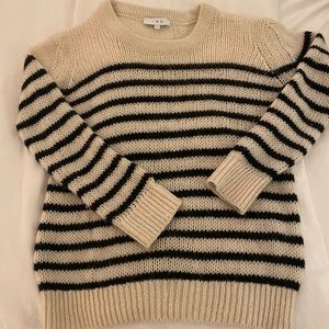 Iro alpaca wool sweater with black and white stripes